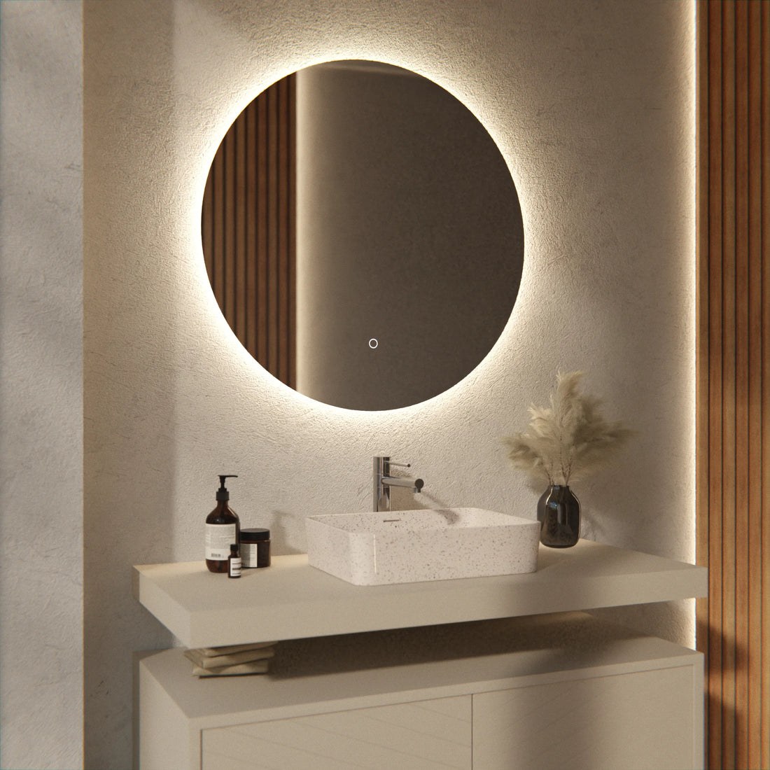 Badezimmerspiegel - Rund - 80cm - Rahmenlos