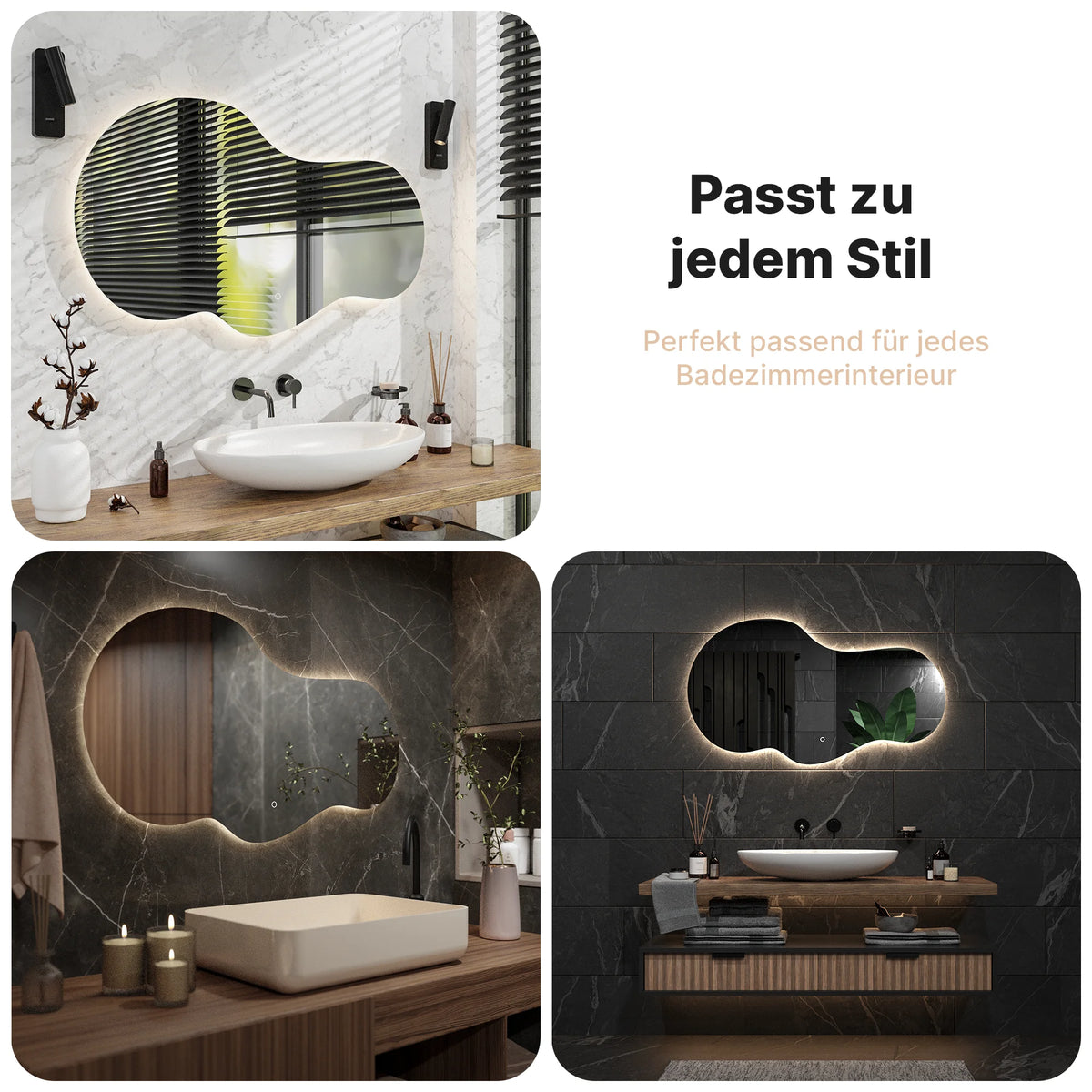 Badezimmerspiegel - 120x70 - Asymmetrisch - Rahmenlos