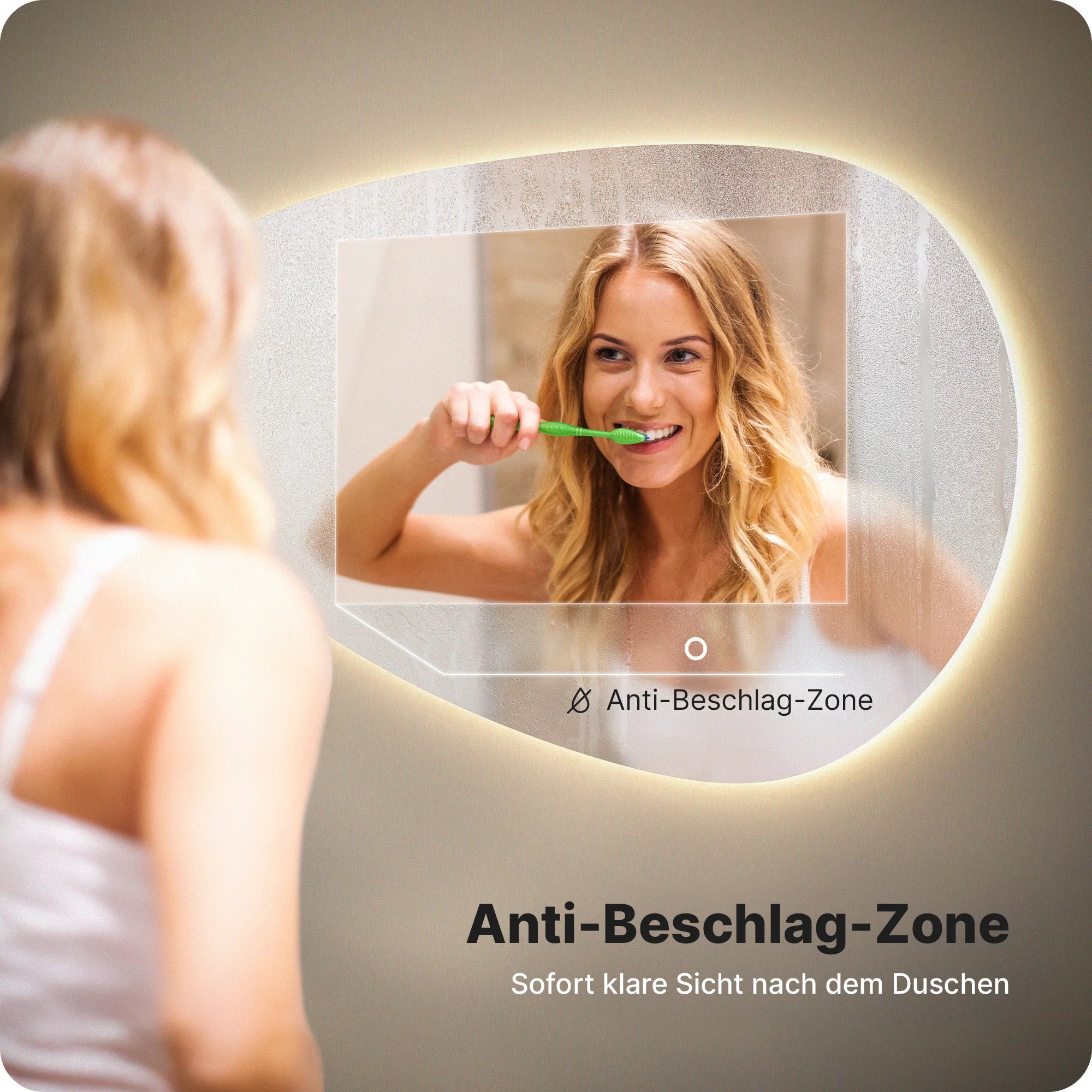 Badezimmerspiegel - 90x60cm Asymmetrisch - Rahmenlos - Vorbestellen