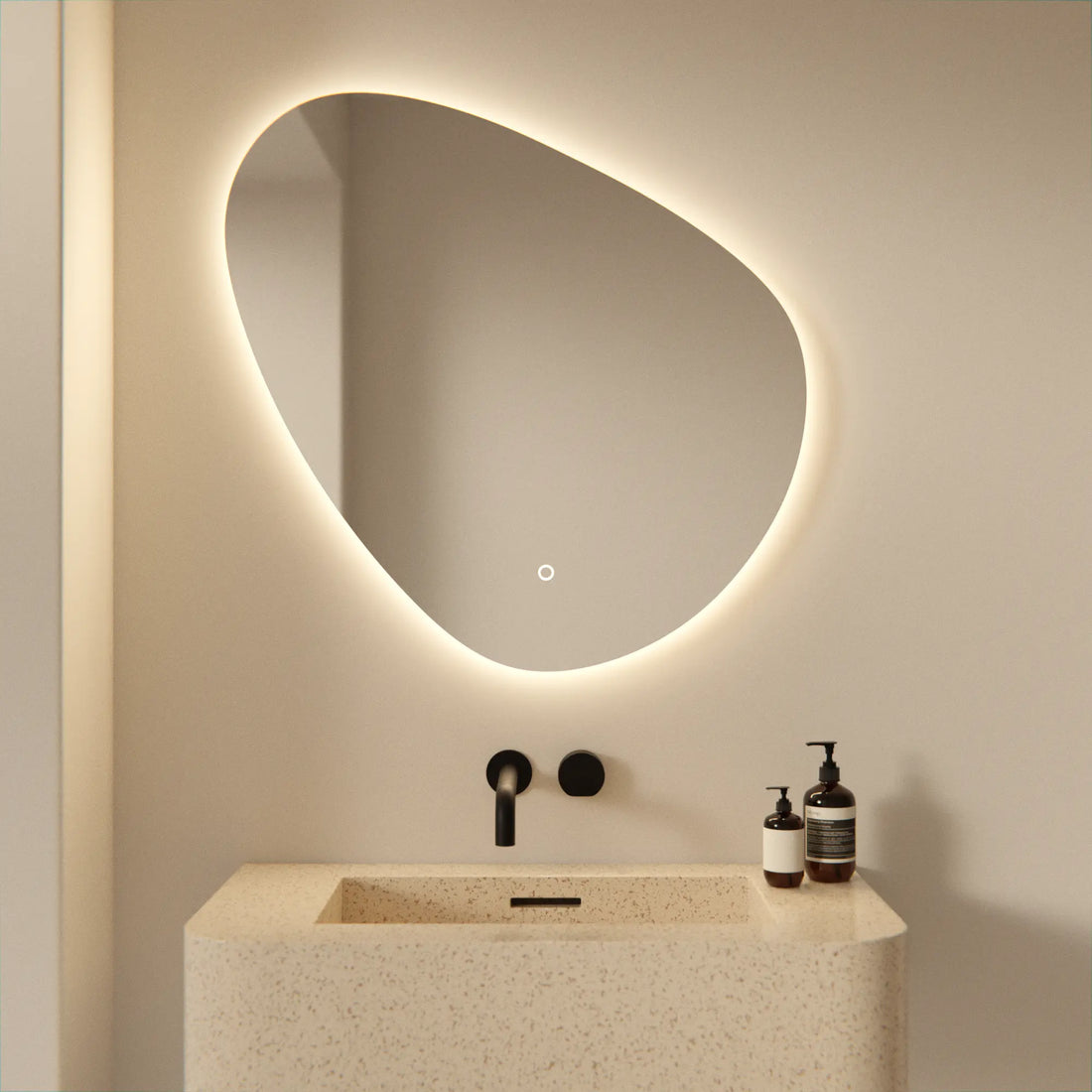 Badezimmerspiegel - 80x80cm Asymmetrisch - Rahmenlos - Vorbestellen