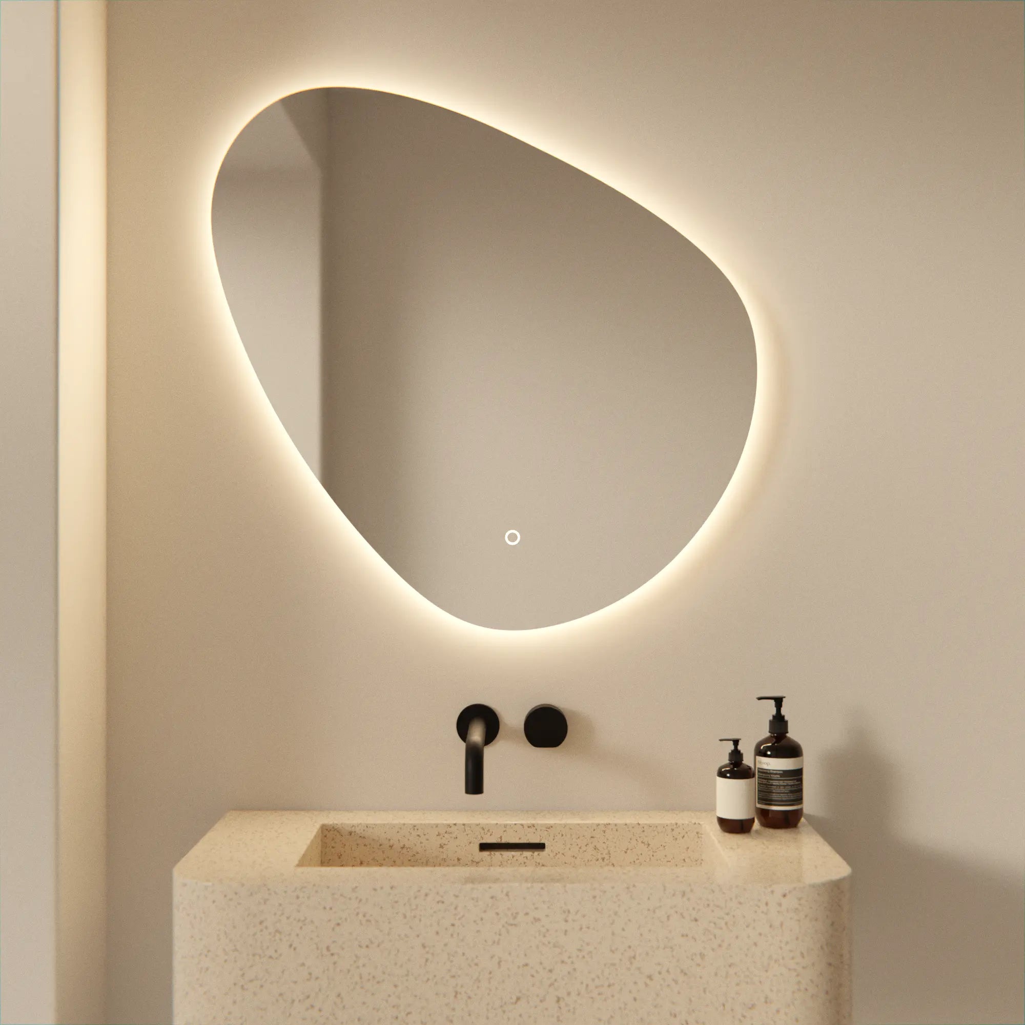 Badezimmerspiegel - 80x80cm Asymmetrisch - Rahmenlos - Vorbestellen