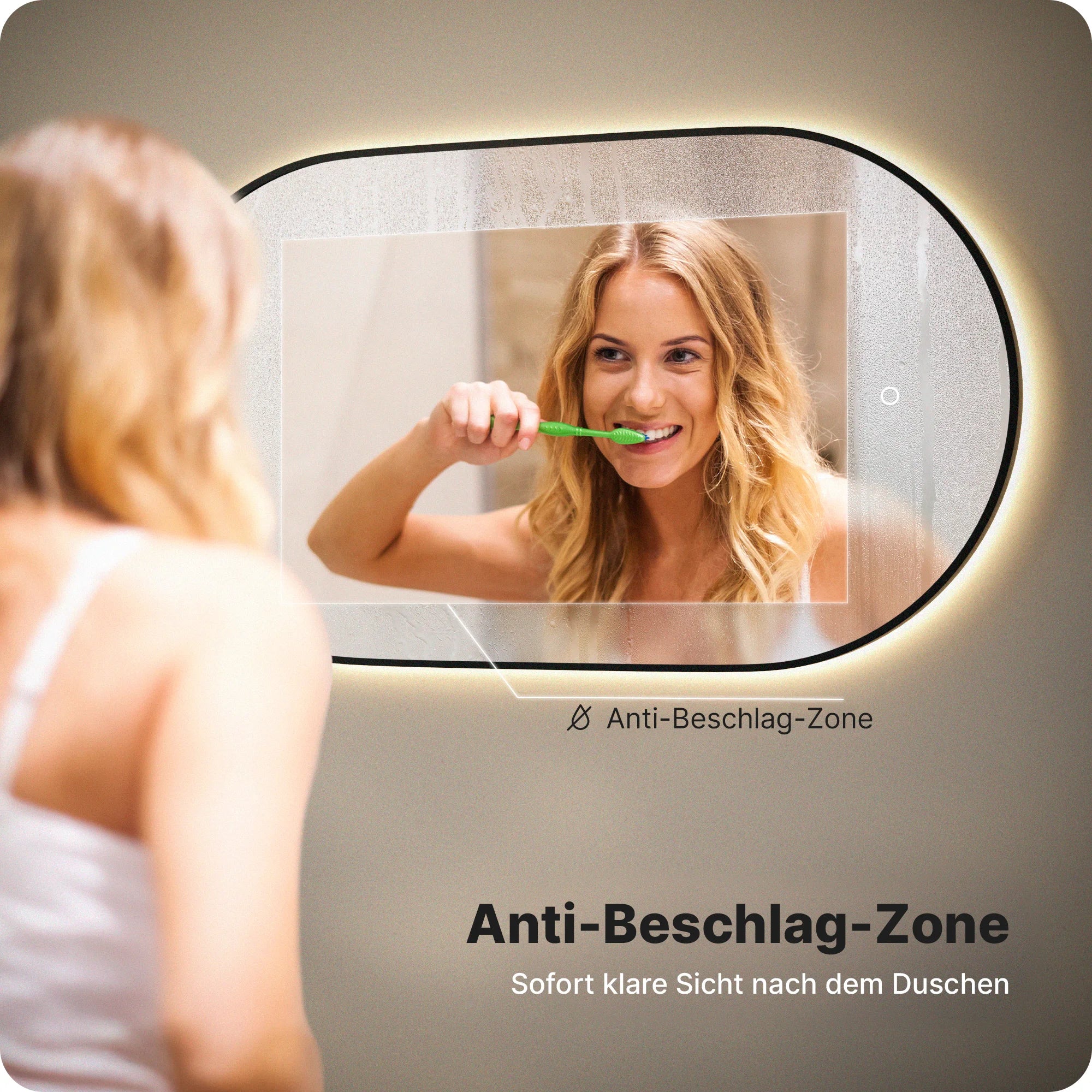 Badezimmerspiegel - 100x50cm - Schwarzer Rahmen - Oval - Vorbestellen