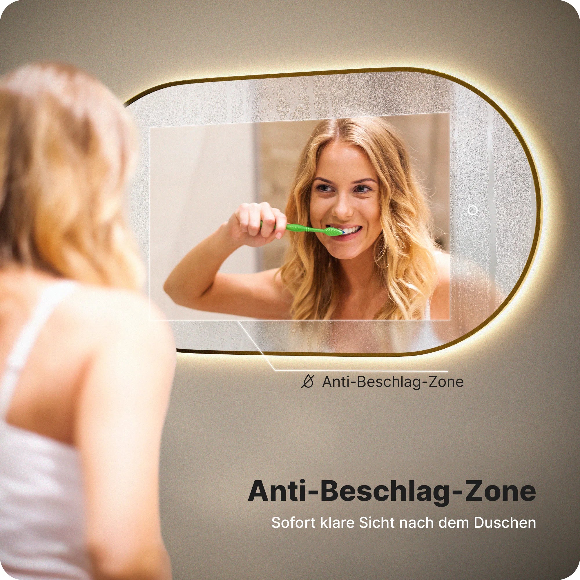 Badezimmerspiegel – 90x50cm Oval – Gold Rahmen - Vorbestellen