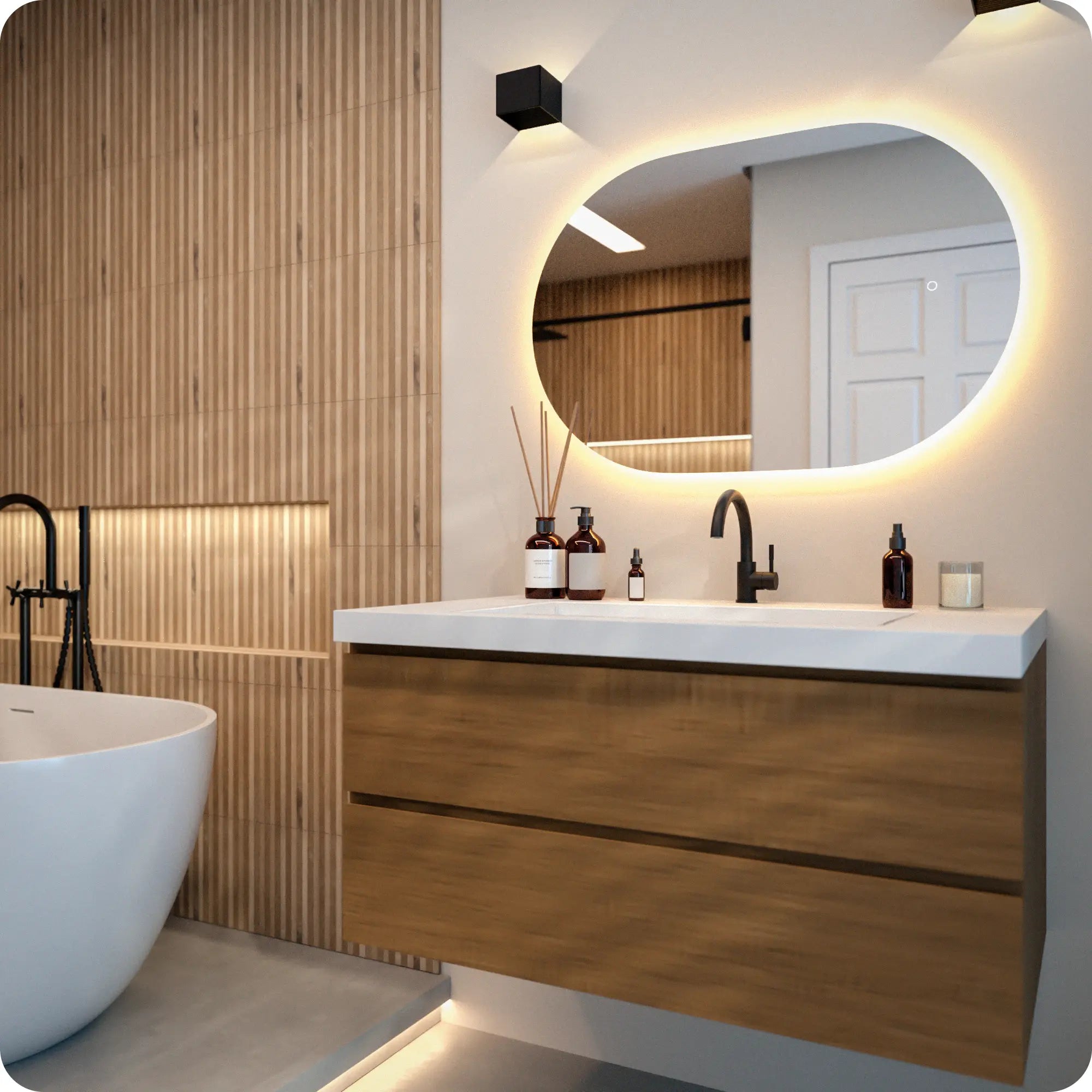Badezimmerspiegel - Oval - 90x60cm - Rahmenlos - Vorbestellen