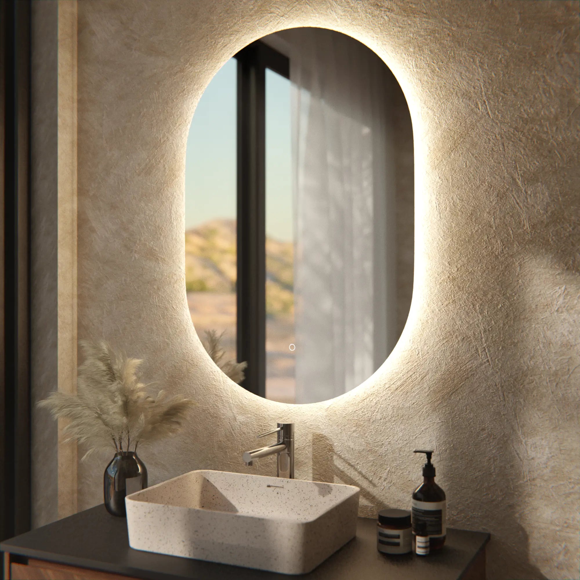 Badezimmerspiegel - Oval - 90x60cm - Rahmenlos - Vorbestellen