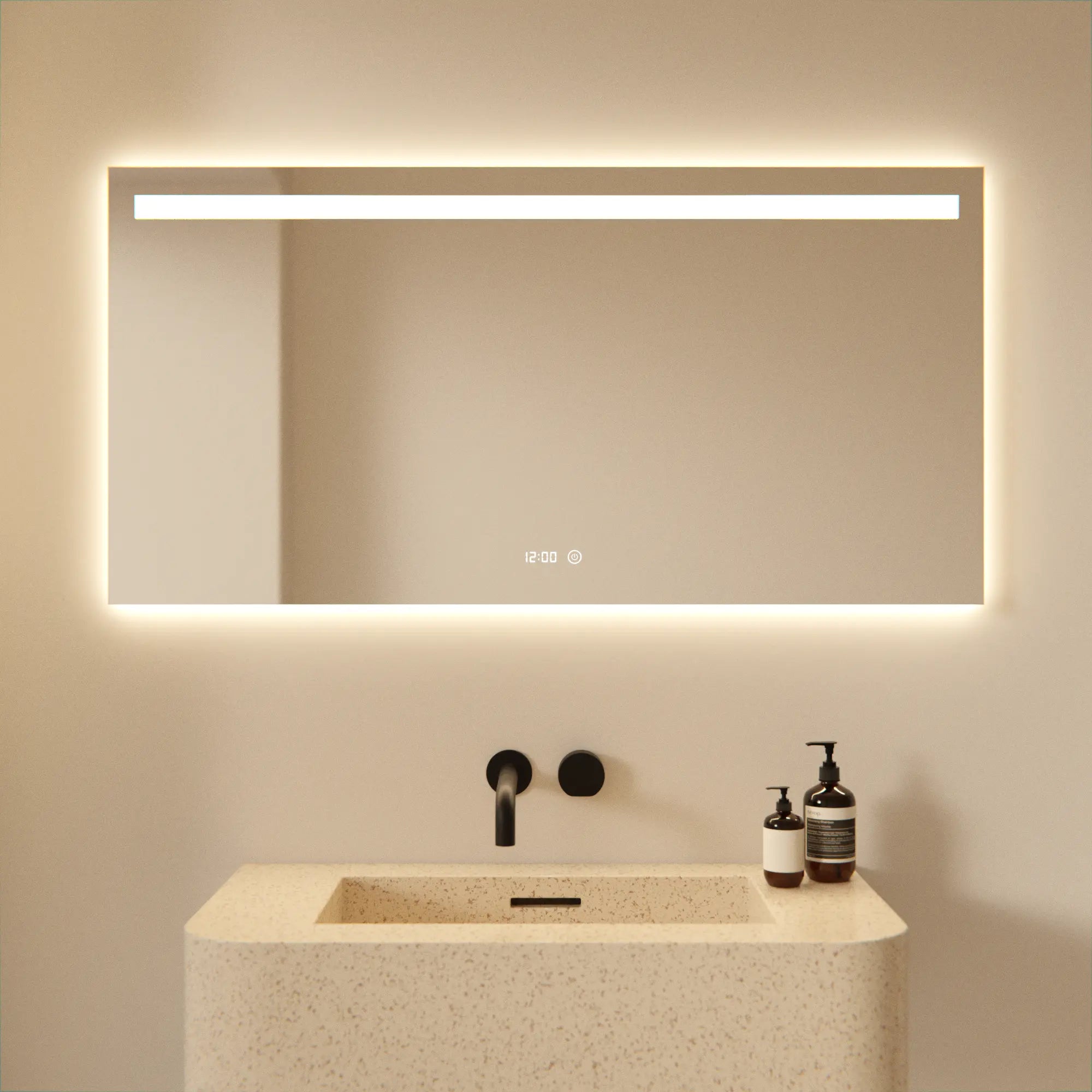 Badezimmerspiegel – 120x60 cm – Rahmenlos - Rechteck