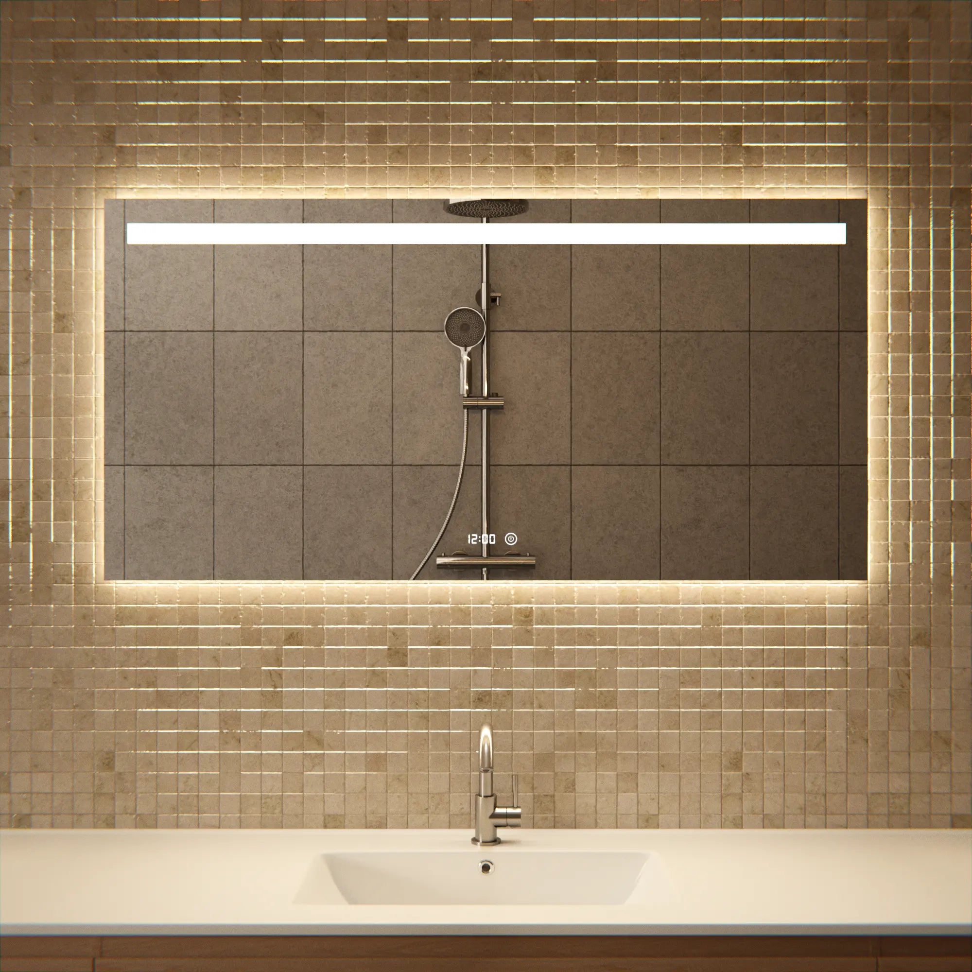 Badezimmerspiegel – 120x60 cm – Rahmenlos - Rechteck