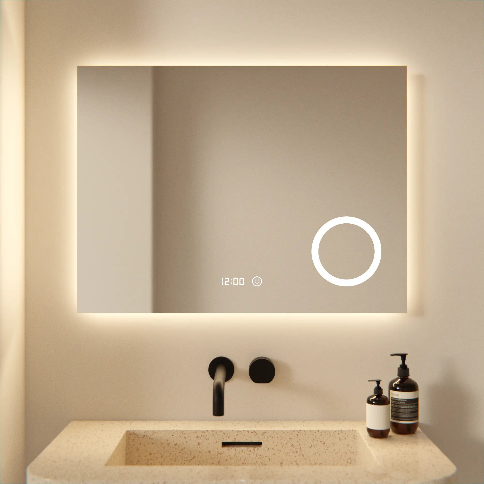 Badezimmerspiegel - 80x60cm - Rahmenlos - Rechteck
