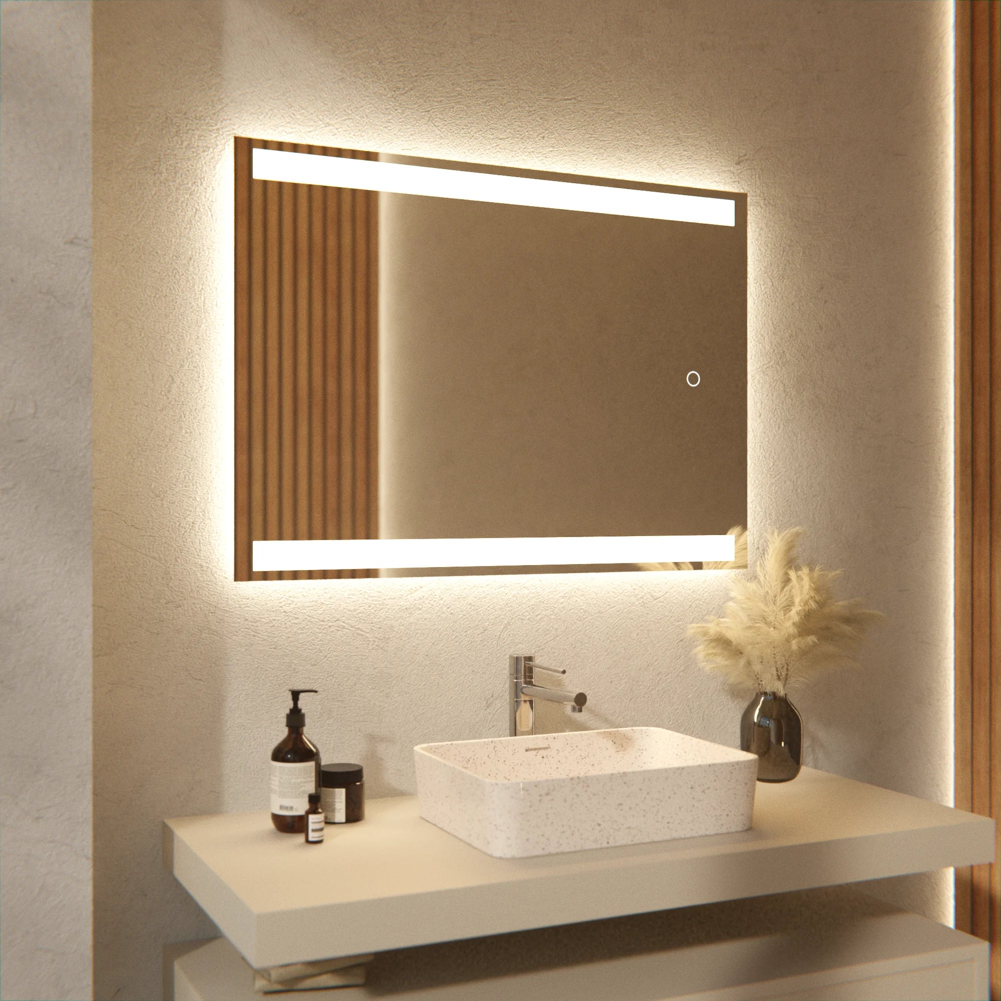 Badezimmerspiegel - 90x65 cm Rechteckig – Rahmenlos