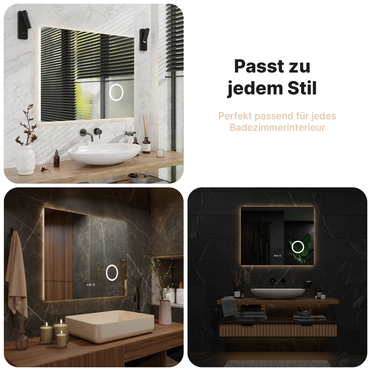 Badezimmerspiegel – 100x80 cm – Rahmenlos - Rechteck - Vorbestellen
