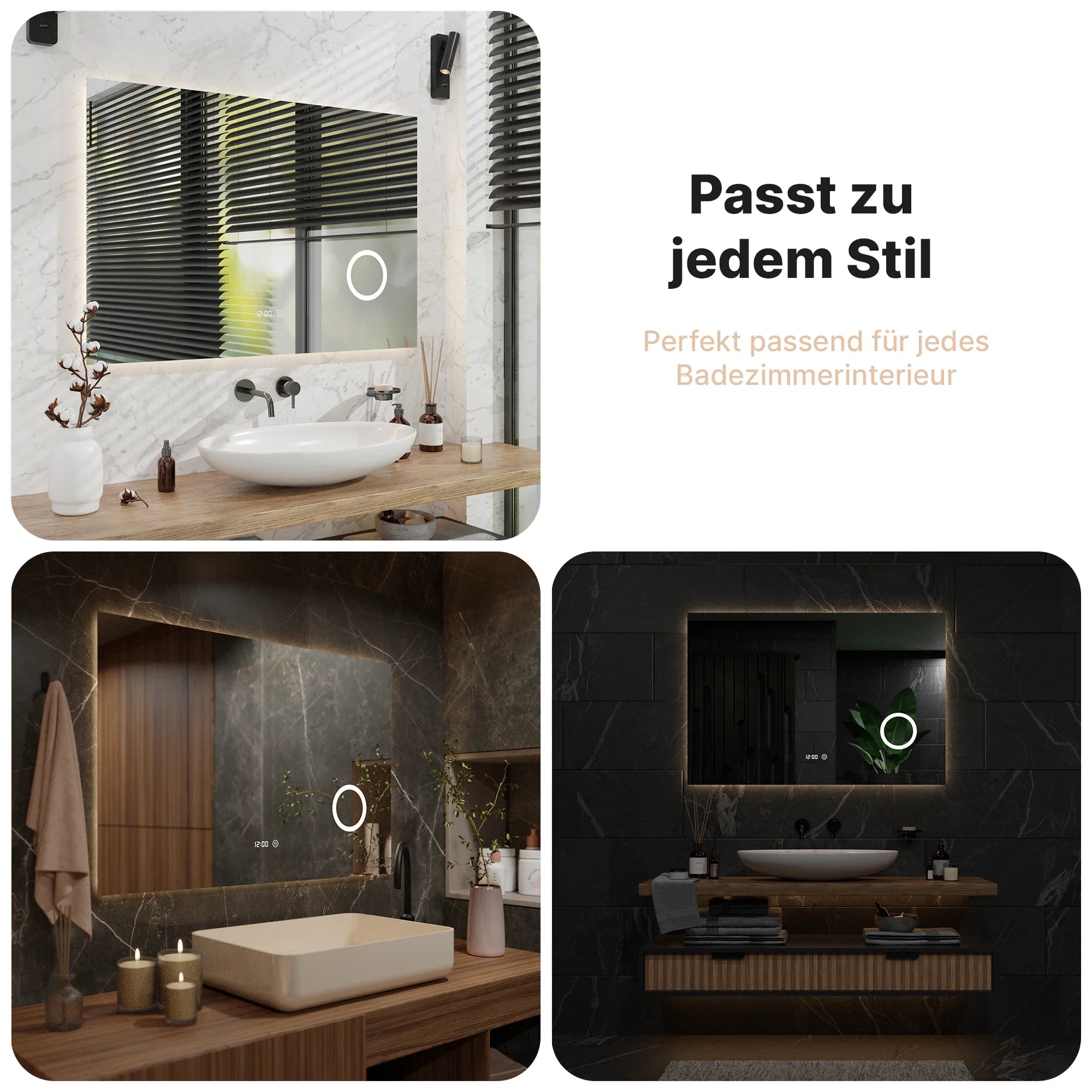 Badezimmerspiegel - 120x80cm - Rahmenlos - Rechteck