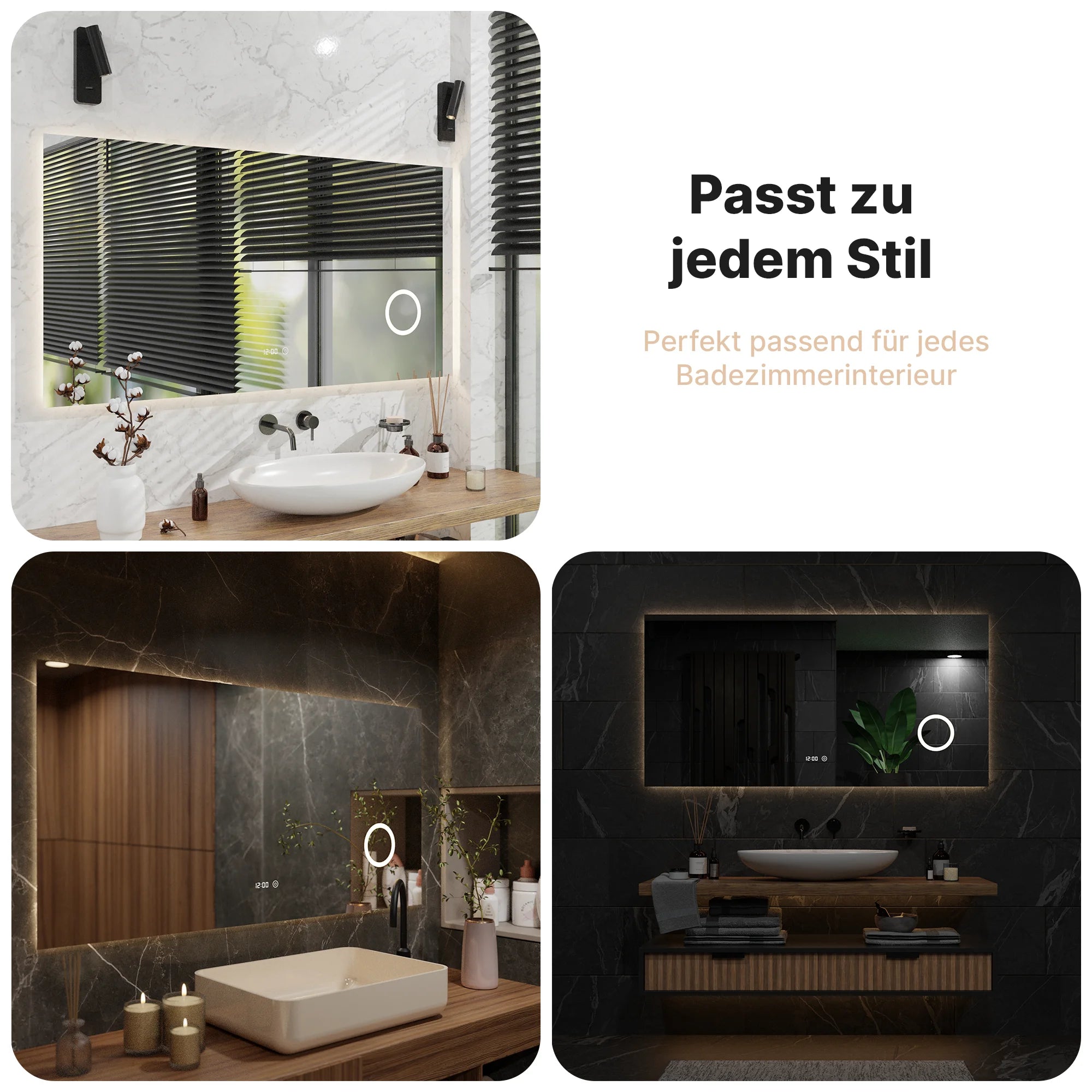 Badezimmerspiegel - 160x80cm - Rahmenlos - Rechteck