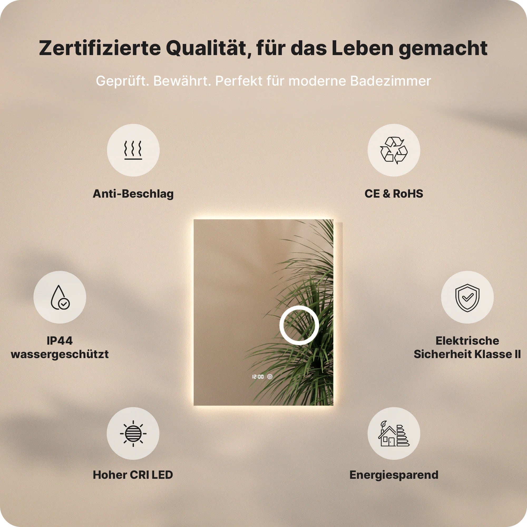 Badezimmerspiegel – 60x80 cm – Rahmenlos - Rechteck - Vorbestellen