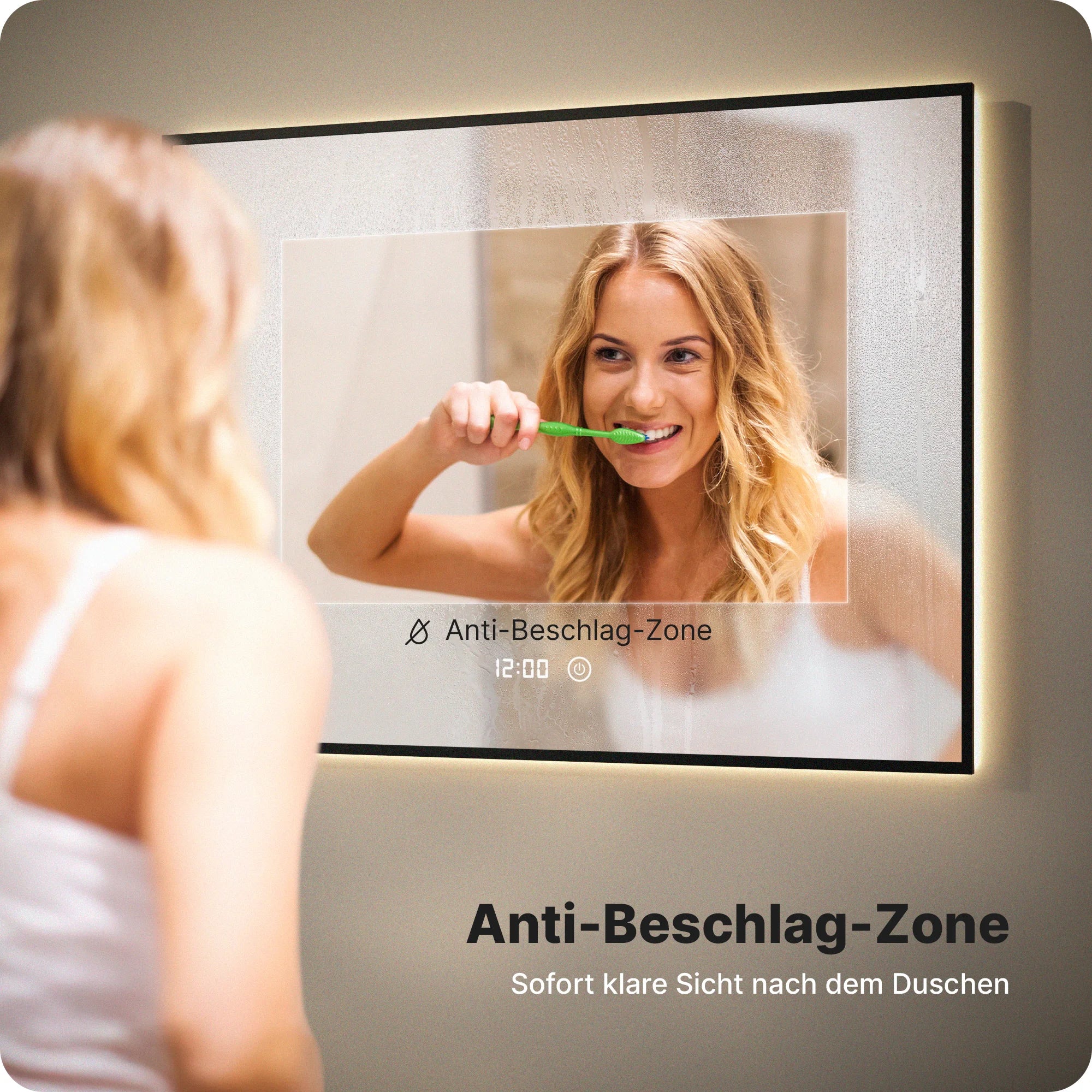 Badezimmerspiegel – 80x60 cm – Schwarzer Rahmen - Rechteck