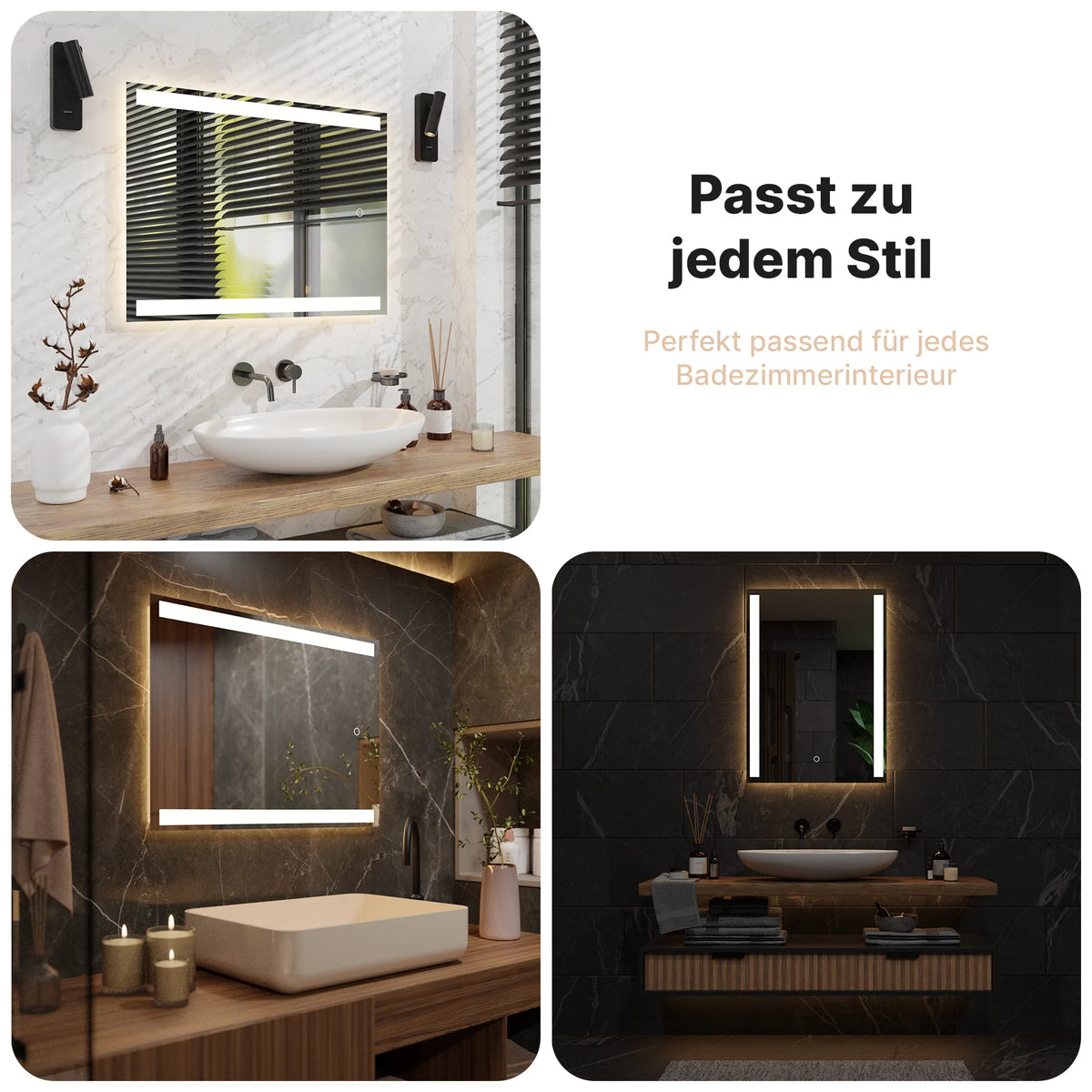 Badezimmerspiegel - 90x65 cm Rechteckig – Rahmenlos