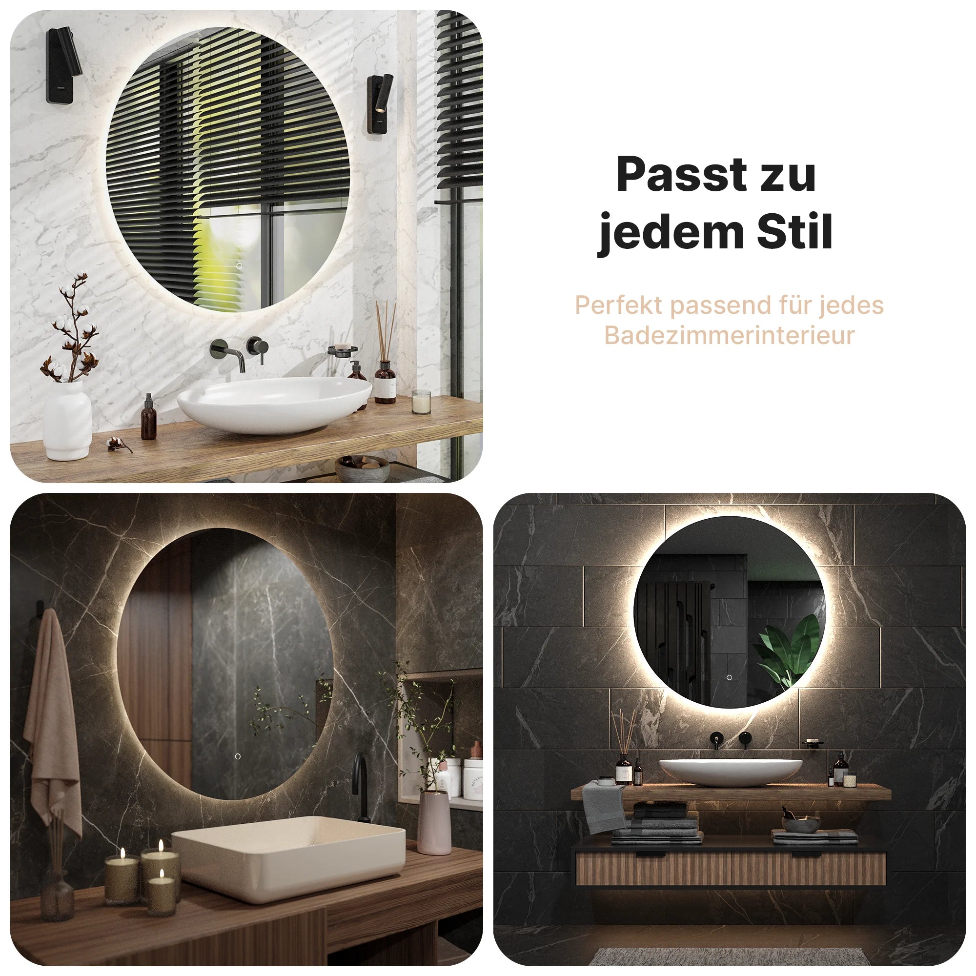 Badezimmerspiegel - Rund - 100cm – Rahmenlos