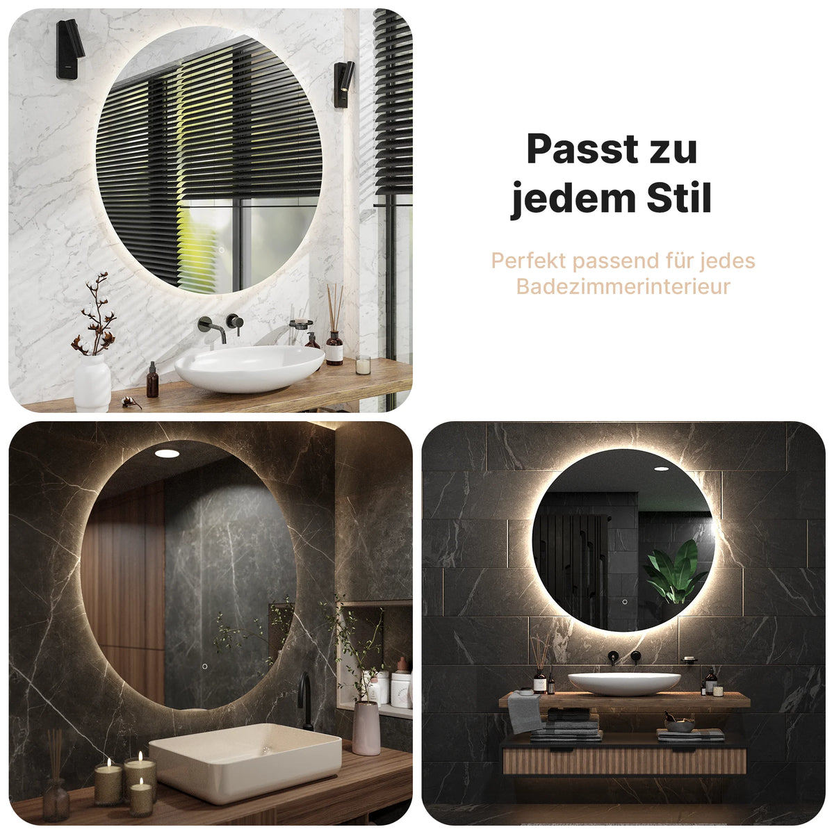 Badezimmerspiegel - Rund - 120cm – Rahmenlos