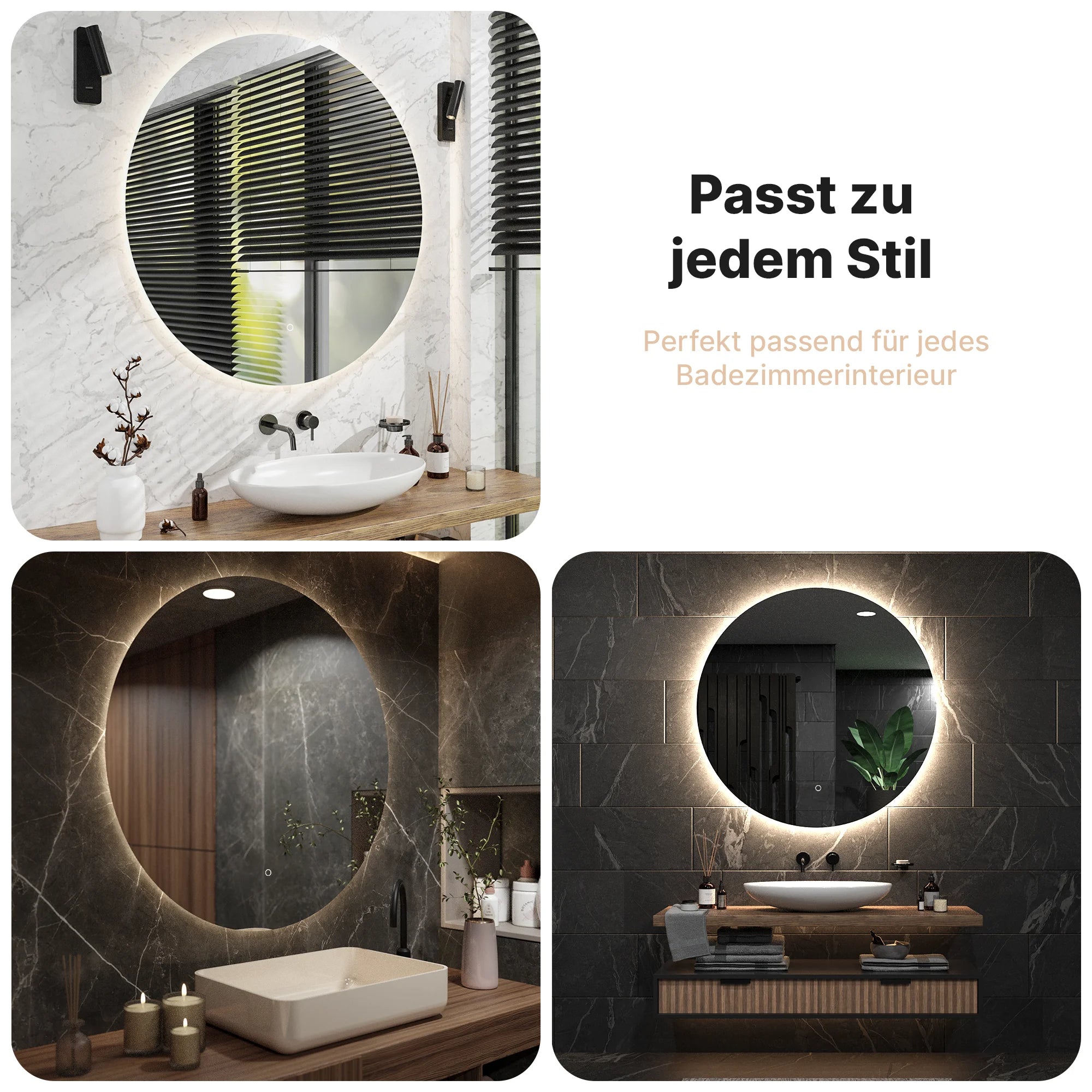 Badezimmerspiegel - Rund - 120cm – Rahmenlos