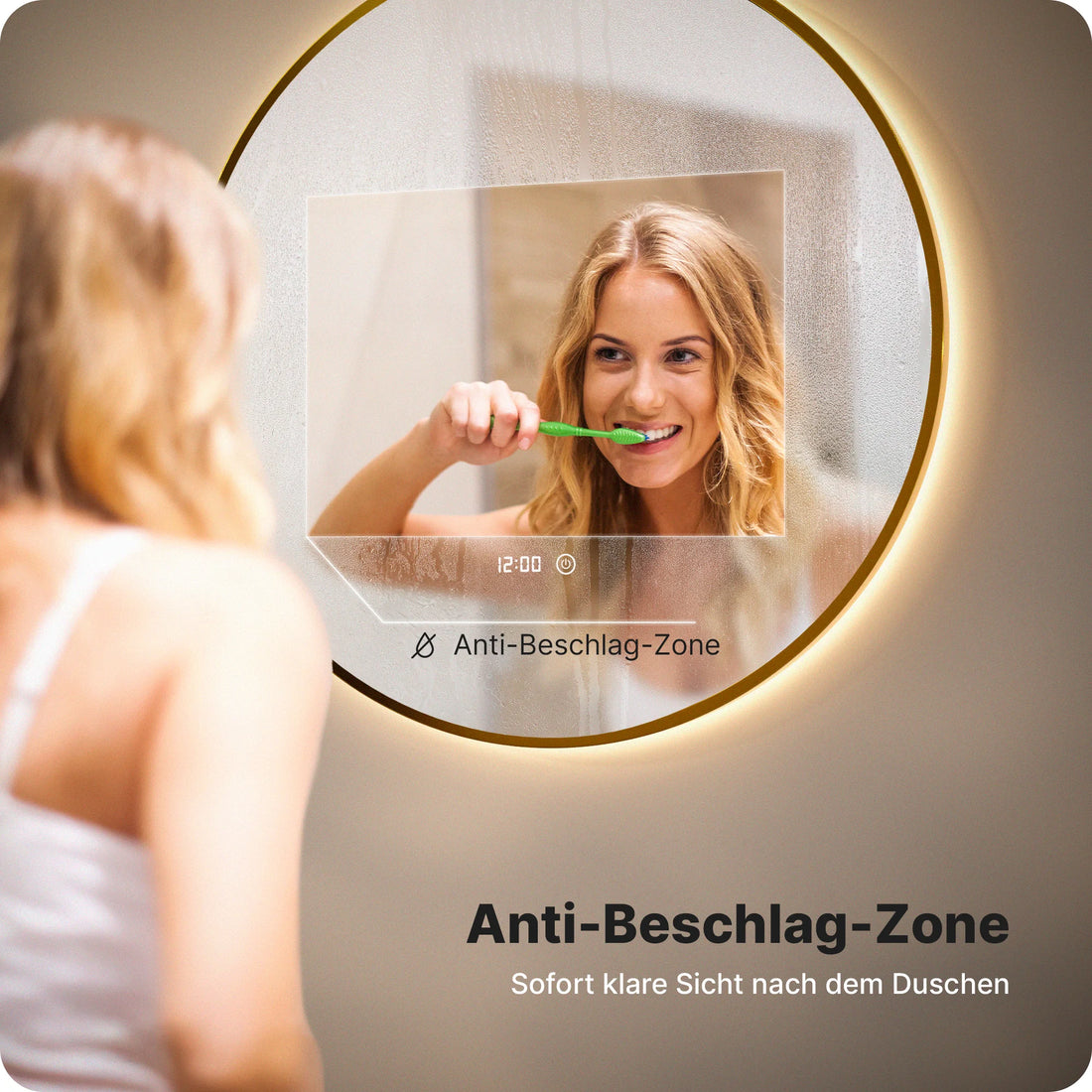 Badezimmerspiegel - Rund - 80 cm - Gold Rahmen