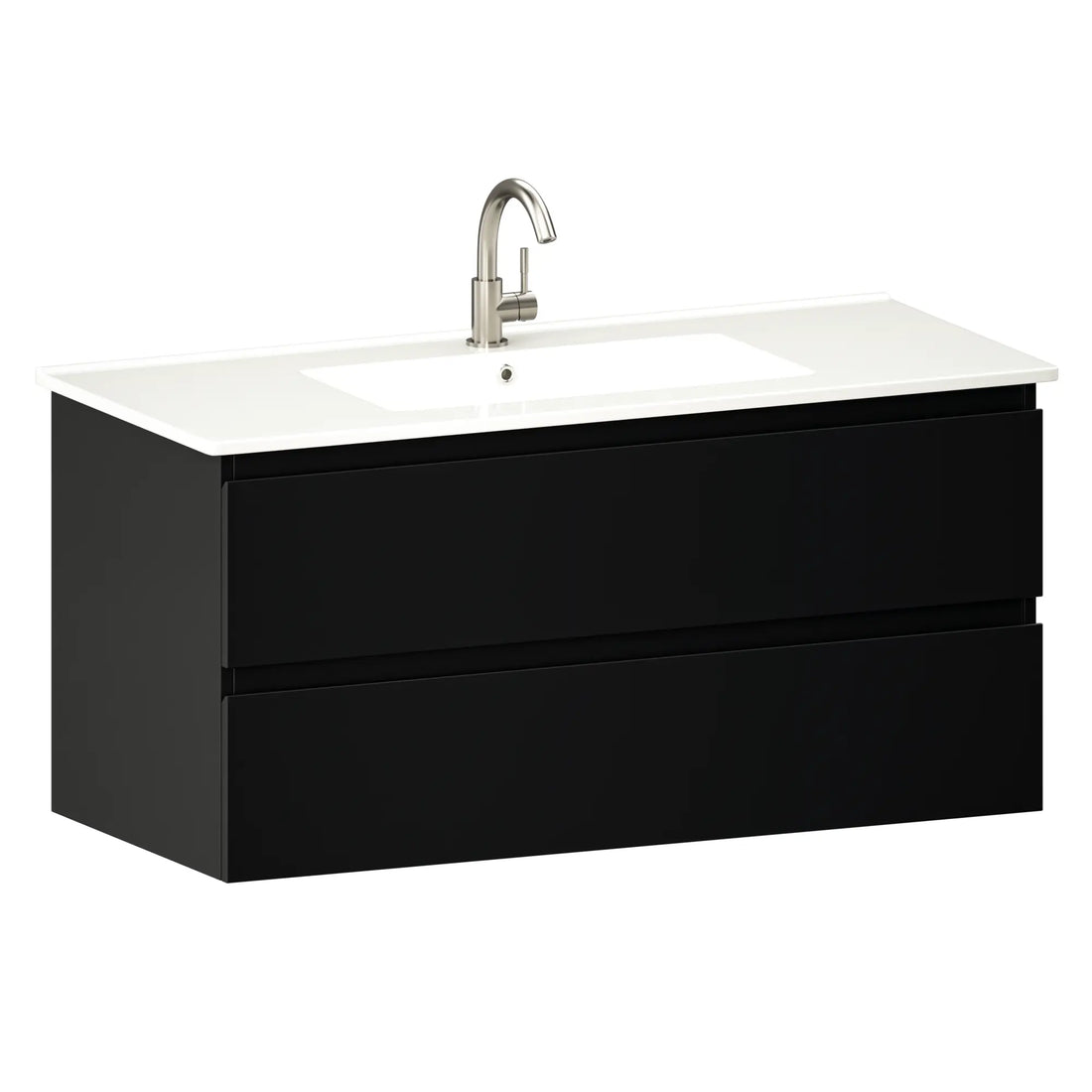 Badezimmermöbel Varo – 100 cm – Schwarz - Weißes Waschbecken