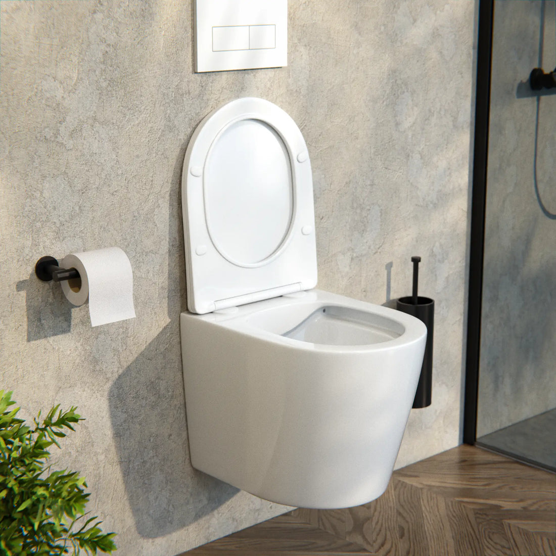 Hängendes WC Varo - Randlos - Soft-Close-Sitz - Glänzend Weiß