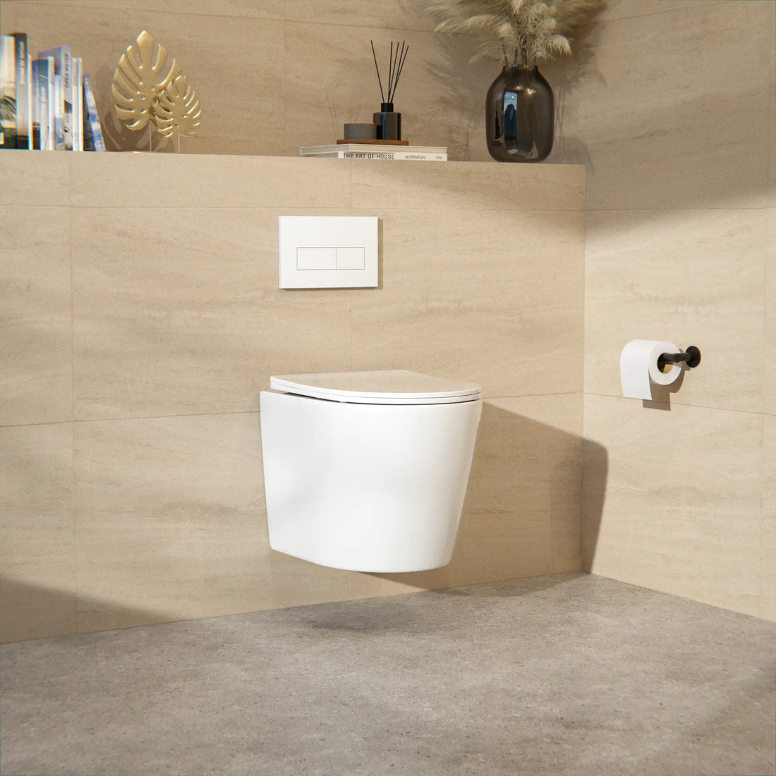 Hängendes WC Varo - Randlos - Soft-Close-Sitz - Glänzend Weiß