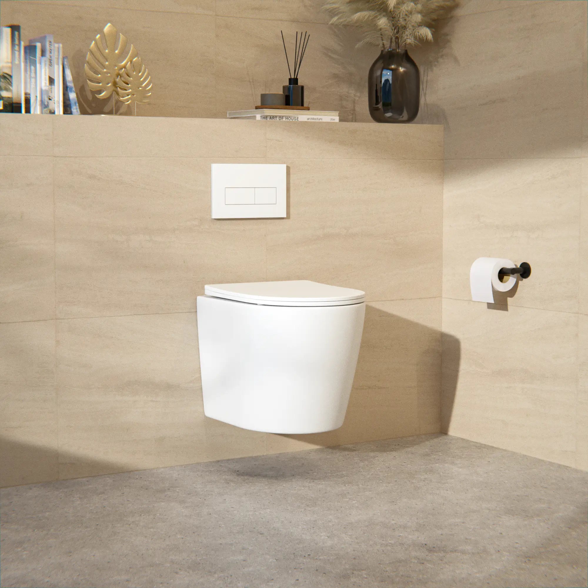 Hängendes WC Varo - Randlos - Soft-Close-Sitz - Matt Weiß